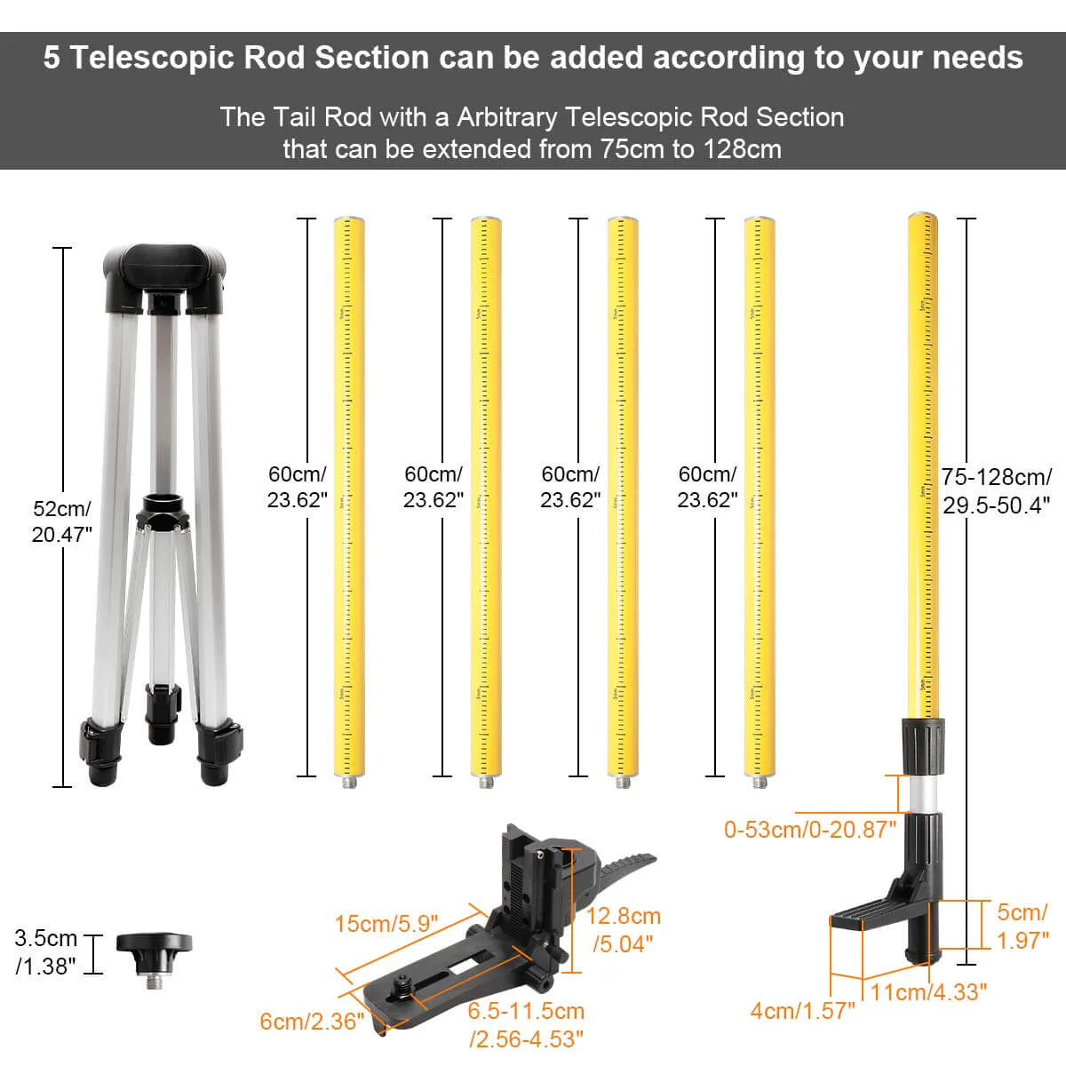 Huepar LP36 - 3.7m Lasers Level Adapter Tripod - Image 4